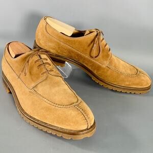 GRAVATI Size 12 Tan Suede Split Toe Derby Lace-Up Shoes